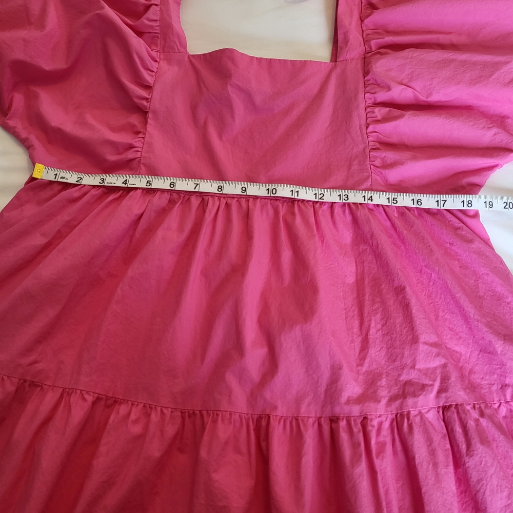 a new day Pink Tiered Babydoll Dress Balloon Sleeves Size L - Picture 10 of 11